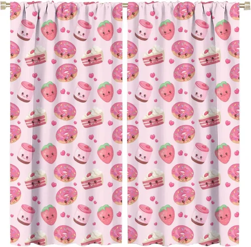 Miniatura 29 de Cortinas bohemias con diseño de fresas, bonitas cortinas bohemias con bolsillo para barra de fruta, tratamiento de ventana para cocina, sala