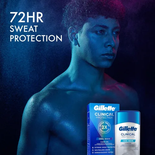 Miniatura 6 de Gillette Antitranspirante clínico y desodorante para hombres, resistencia clínica 72 horas, protección contra el sudor y el olor, frescura de larga
