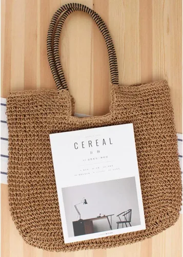 Miniatura 9 de Rejolly Bolso de mano de paja para mujer, para playa, verano, vacaciones, estilo bohemio, de ratán, bolso grande de hombro tejido