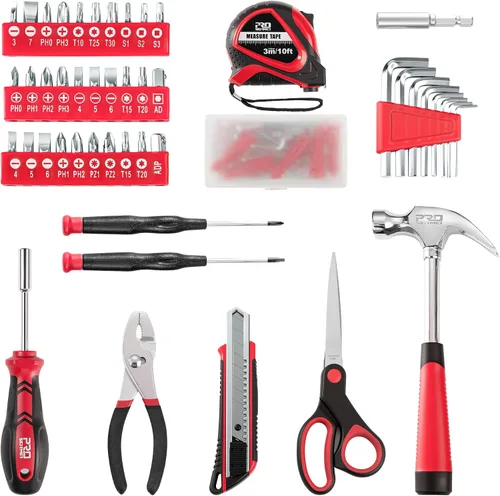 Miniatura 2 de Prostormer - Kit de herramientas de 93 piezas para reparaciones básicas del hogar con estuche de almacenamiento, pequeño kit de caja de herramientas
