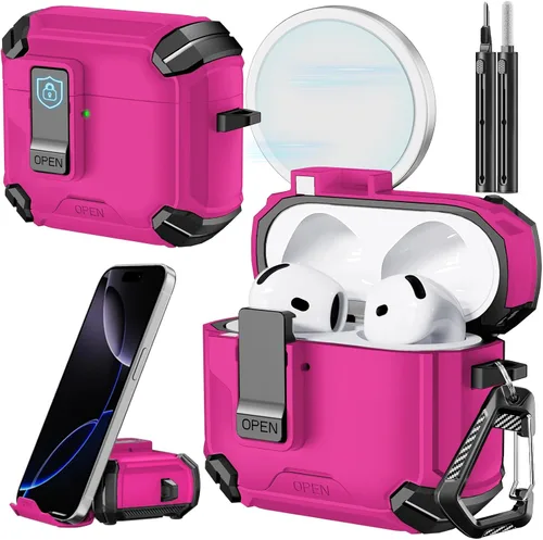 Miniatura 16 de Inesore for AirPods Pro 3 Case (2025) with Phone Stand Design, Compatible with MagSafe, Auto-Locking Case Cover for Air Pods Pro 3rd with Cleaning