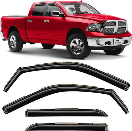 Voron Glass Protectores de lluvia extra duraderos en canal para camiones, Dodge RAM 2009-2018 Crew Cab/Dodge Ram 1500 Classic 2019-2024 Crew Cab,