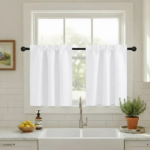 Miniatura 26 de NICETOWN Cenefas de Ventana Opacas con Aislamiento Térmico para Guardería - Paneles de Cortina con Bolsillo para Barra de Decoración del Hogar