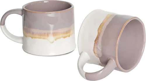 Miniatura 12 de Bosmarlin Juego de 2 tazas de café medianas de cerámica, 15 onzas, taza de té grande de cerámica para oficina y hogar, apta para lavavajillas y Beige