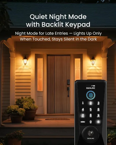 Miniatura 10 de DESLOC Smart Lock D110 Plus, cerradura de puerta delantera inteligente con huella digital WiFi con teclado de pantalla táctil, control remoto