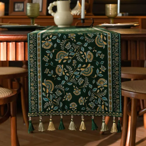Miniatura 18 de Camino de mesa navideño con borlas de pompones, decoración de mesa de mezcla de lino y algodón para mesa de comedor, tocador, chimenea