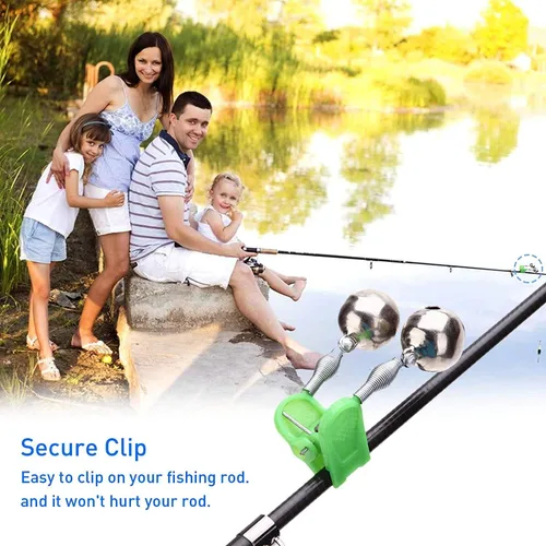 Miniatura 4 de Campanas de pesca Clips con luz LED Night Sea Fishing Rod Clip de luz LED con campanas gemelas anillo indicador de alarma de mordedura de pesca