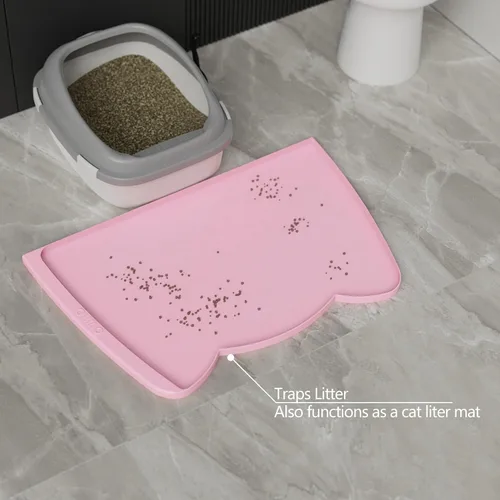 Miniatura 126 de OHMO - Tapete de silicona para alimentos para gatos, tapete de alimentación de mascotas para el piso, antideslizante e impermeable, bandeja de agua