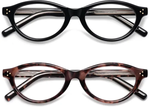 Miniatura 4 de AMOMOMA Anteojos de lectura ovalados retro para mujer, bloqueo de luz azul, ojo de gato, elegantes lectores con bisagra de resorte AM6227