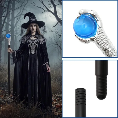 Miniatura 4 de Disfraces de Halloween, bastones para caminar, garra de dragón de fuego azul, varitas de orbe para caminar, bastón para fotos, accesorios decorativos