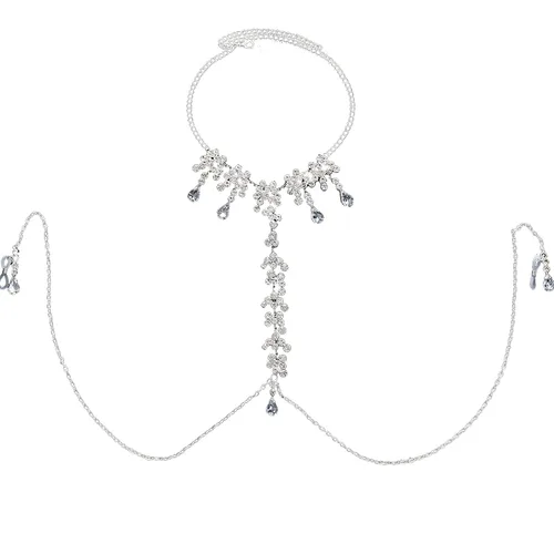 Miniatura 7 de Sujetador de diamantes de imitación, cadena de pezón, cadena de cristal en el pecho, lencería sexy, joyería de pezón, joyería de cuerpo rave