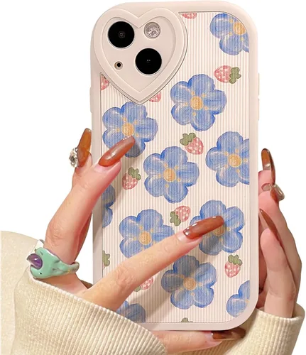Miniatura 36 de Lovmooful Funda compatible con iPhone 13, diseño floral con lente de amor, protector de parachoques para niñas y mujeres, TPU suave a prueba