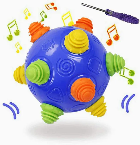 Miniatura 8 de Pelota de baile con música para niños pequeños - Moverse, gatear, rebotar, aprendizaje sensorial para niños y bebés, regalo divertido tanto para Azul