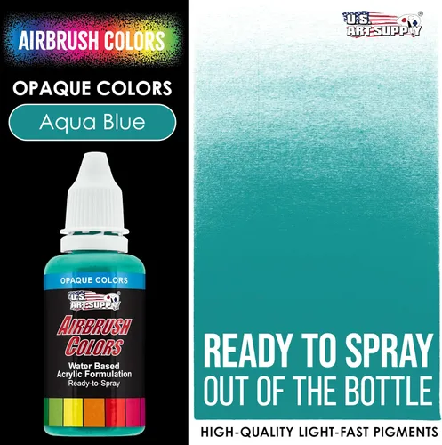 Miniatura 2 de U.S. Art Supply Pintura acrílica opaca para aerógrafo color azul aguamarina, botella de 1 onza, colores a base de agua no tóxicos de grado