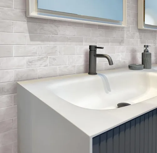 Miniatura 6 de Azulejo de cerámica gris de 2.5 x 8 pulgadas para panel de cocina, baño o pared (muestra de 5 x 4 pulgadas)