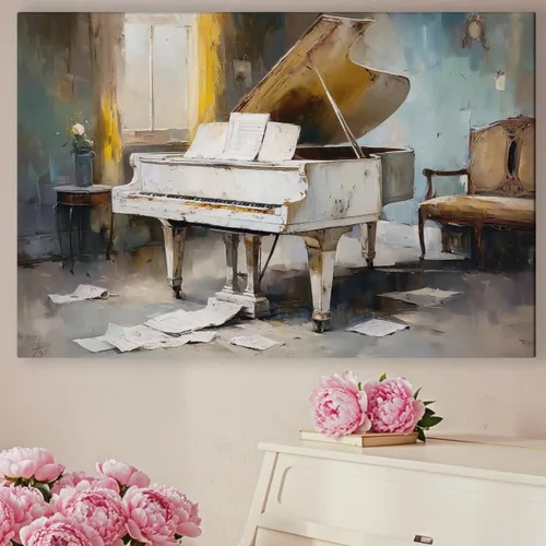 Miniatura 33 de LuxeWood Arte de Pared Musical en Lienzo - Impresiones Temáticas Musicales Medianas y Grandes para Sala de Estar, Oficina, Estudio, Airbnb