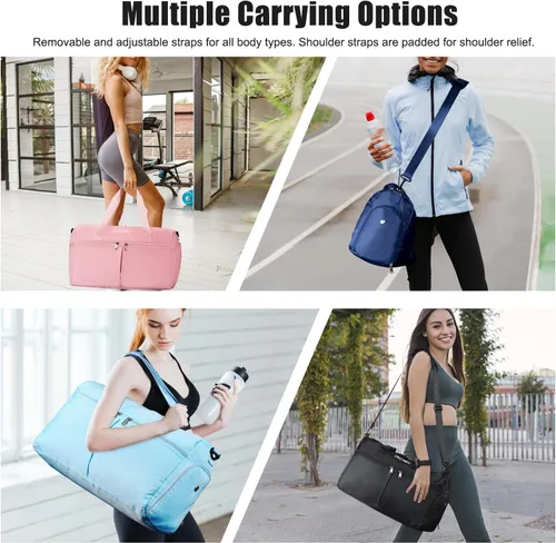 Miniatura 6 de Bolsa de gimnasio para mujeres y hombres con compartimento para zapatos, pequeña bolsa de lona para deportes, viajes, bolsa de mano para fin