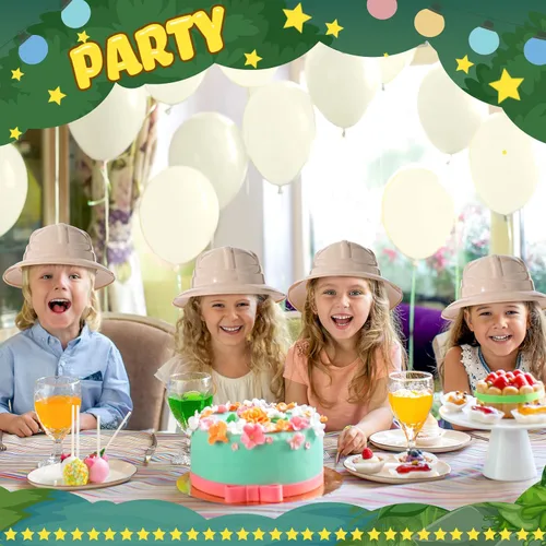Miniatura 7 de Hillban 72 sombreros de fiesta de safari a granel para niños, decoraciones de fiesta de selva de plástico, tema de la selva, disfraz de explorador