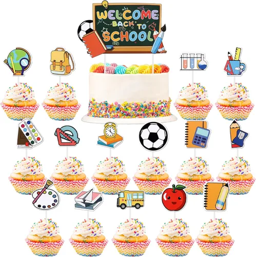 31 piezas de decoración para cupcakes de regreso a clases, decoración de pastel de regreso a clases, para el primer día de escuela, para bienvenida,