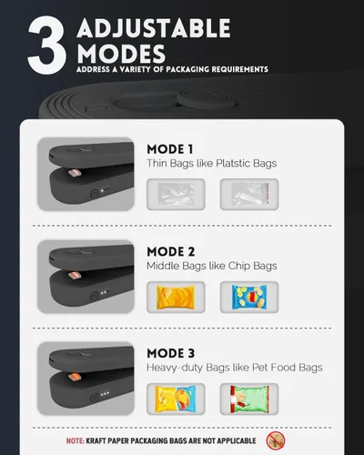 Miniatura 7 de Mini sellador de bolsas con cortador e imán, resellador de bolsas recargable de 1800 mAh de mano, sellador térmico portátil para bolsas