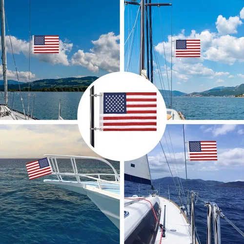 Miniatura 6 de Bandera de barco marina universal con 4 kits de mástil de bandera de barco Bandera de EE. UU. con 50 estrellas bordadas Bandera de barco americana 1