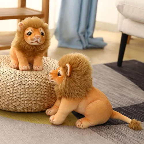 Miniatura 4 de Juguete de peluche de león, león de peluche dorado, animales de simulación de felpa de 11 pulgadas, regalos realistas de león de peluche para niños