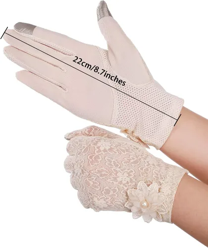 Miniatura 3 de SATINIOR Guantes florales de encaje para mujer, elegantes guantes de encaje cortos, guantes de verano para boda, Halloween, fiesta de cosplay