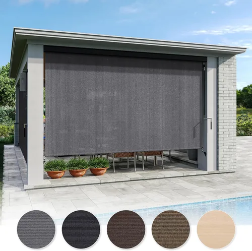 Miniatura 5 de VICLLAX - Persiana enrollable de alta calidad para exteriores, persianas sin cordón para patio con cenefa de aluminio y protección solar del 95%