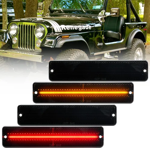 Luces de marcador laterales LED de repuesto para 1972-1986 J'eep CJ5 CJ7, 1984-1991 Grand Wagoneer J10 J20 Pickup ámbar delantero rojo trasero