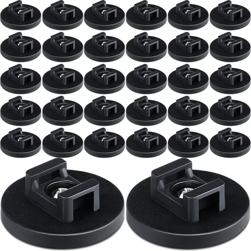 Miniatura 17 de Yookeer 15 piezas de base magnética de montaje de brida con cremallera, clips magnéticos negros para cables, base de gestión de bridas de cables