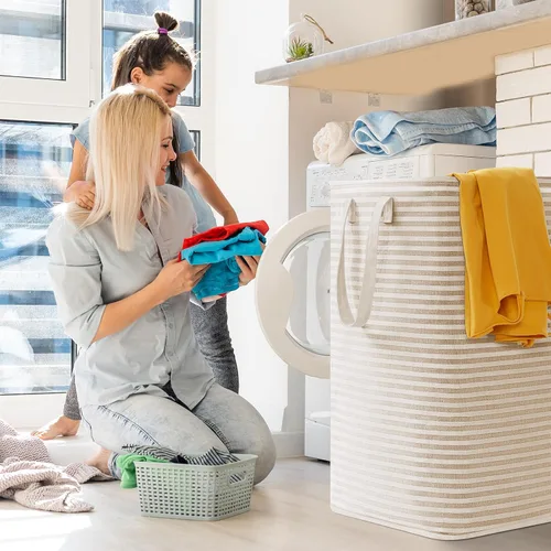 Miniatura 7 de Lifewit Paquete de 2 Cestas de Ropa Grandes Plegables, Cestas de Lavandería Independientes Impermeables con Asas de Fácil Transporte para Cuarto