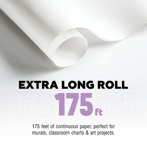 Miniatura 2 de Rollo de papel de caballete de arte blanco (paquete de 2, 18 pulgadas por 75 pies), 100 papel reciclable sin amarillamiento para soporte de tablón