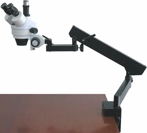 AmScope Microscopio de zoom estéreo trinocular SM-6T, oculares WH10x, aumento 7X-45X, objetivo de zoom 0.7X-4.5X, iluminación ambiental, soporte de
