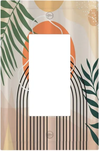 Miniatura 157 de Cubiertas Decorativas para Placas de Interruptor Abstracto Moderno de Mediados de Siglo Arco Boho Sol Dorado Hoja 1 Gang Placa de Pared Cubierta