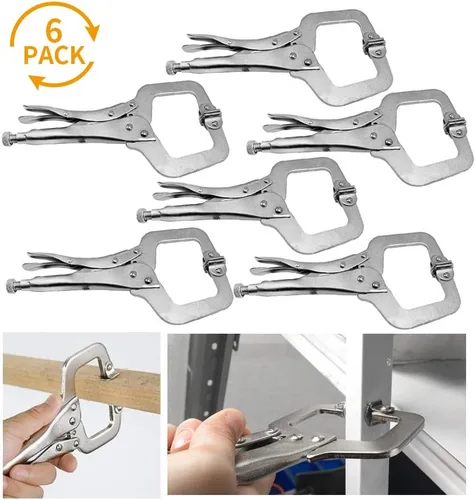 Miniatura 6 de Anxingo Paquete de 6 pinzas en C de 6 pulgadas con almohadillas giratorias, alicates resistentes para artesanos, hogar, taller