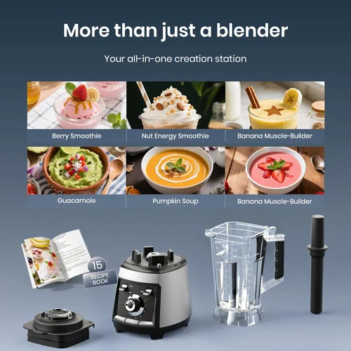Miniatura 6 de Sakgos Licuadoras para cocina, licuadora de batidos de 1800 W, licuadora profesional de alta velocidad para encimera con cuchillas de acero