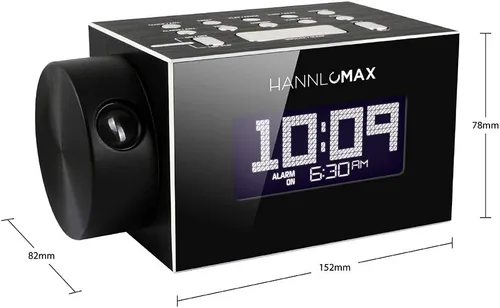 Miniatura 3 de HANNLOMAX HX-108CR PLL Radio FM, reloj digital con pantalla LCD blanca, proyección de tiempo, Bluetooth, alarma única, carcasa de aluminio, puerto