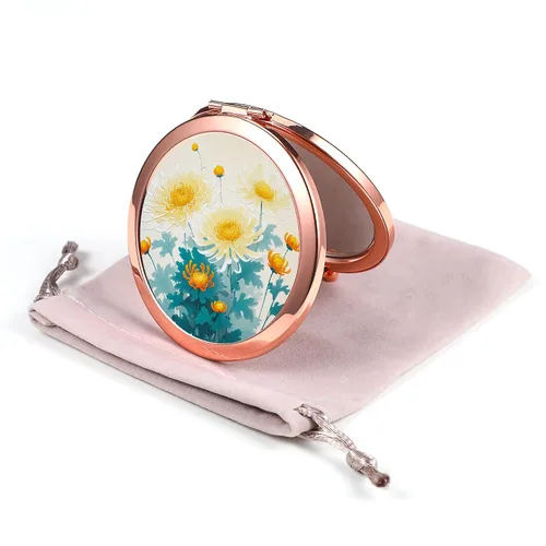 Miniatura 14 de Espejo Compacto Oro Rosa Espejo de Maquillaje Mini Espejo de Bolsillo Plegable Espejo de Mano Portátil de Doble Cara 2x 1x Aumento para Mujeres