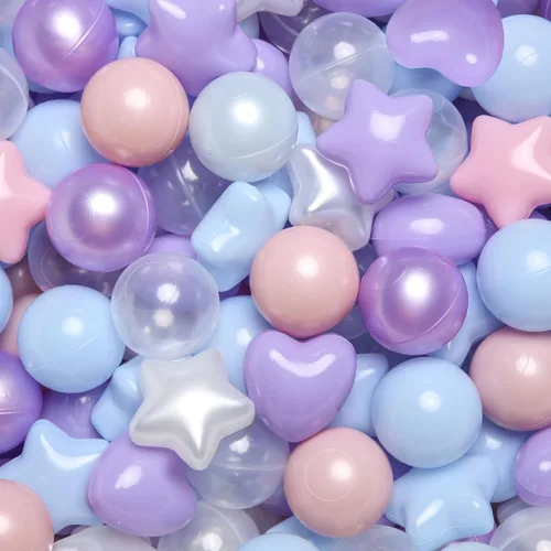 Miniatura 19 de Bolas de hoyo de TRENDPLAY en forma de estrella y corazón para niños pequeños - 50, 100, 200, 500 piezas de bolas de plástico para diversión y juego