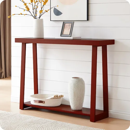 Miniatura 14 de Kings Brand Furniture Emma Mesa consola estrecha con estante inferior perfecta para mesa de sofá, mesa de entrada para pasillo, detrás del sofá