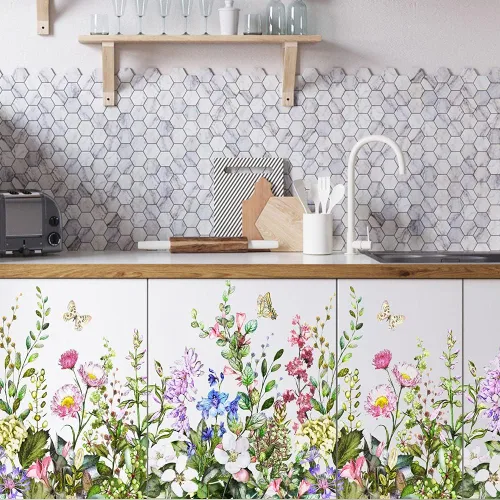 Miniatura 4 de Pegatina de pared de mariposas de flores coloridas para dormitorio, sala de estar, TV, sofá, fondo