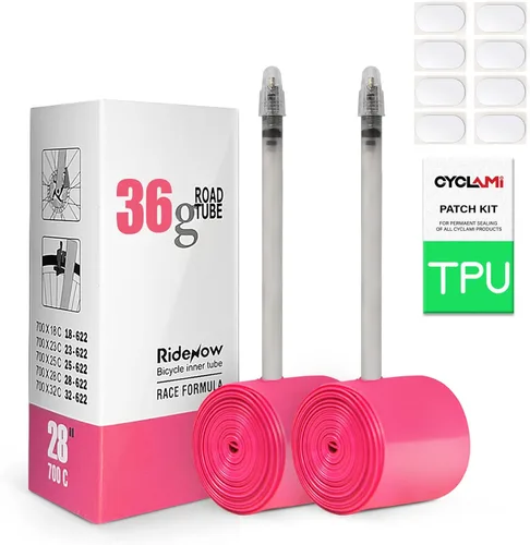 Miniatura 9 de 2-Pack RideNow 700C x 18-32C / 32-47C (ALLRoad & Gravel) / MTB27.5 inch x 1.9-2.5 TPU Inner Tubes with 45mm Presta Valves Lightweight