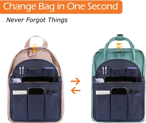 Miniatura 6 de Surblue Organizador de Mochila con Forro y Bolsillo Colgante para Viaje, Organizador de Bolso y Bandolera con Divisores de Alta Capacidad, Plegable
