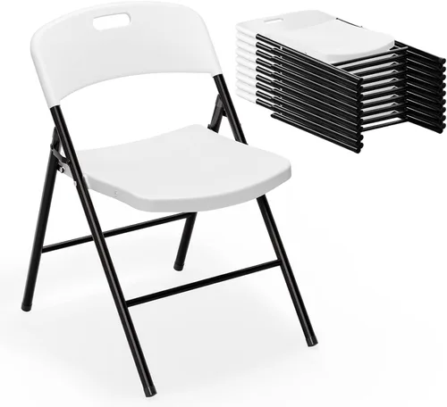 Miniatura 13 de VINGLI Sillas plegables, silla plegable de plástico, capacidad de hasta 350 libras, asientos portátiles para interiores y exteriores, eventos, Negro