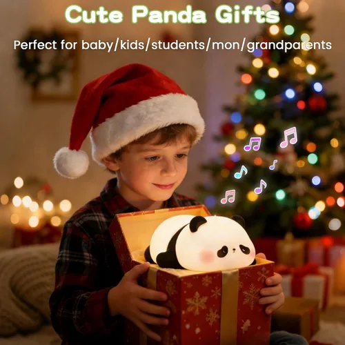 Miniatura 7 de FAMIDUO Luz nocturna de panda con ruido blanco, máquina de sonido para bebé pequeño, entrenador de sueño blando de silicona, luz nocturna recargable