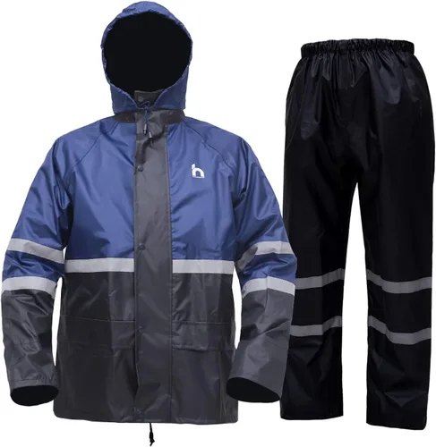 DUP Traje de lluvia para hombres y mujeres, chaquetas y pantalones reflectantes, impermeables, para el trabajo, ligero, abrigo de lluvia