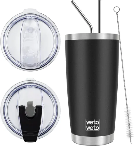 Miniatura 46 de WETOWETO - Vaso de viaje con aislamiento de 20 onzas, de acero inoxidable, con doble pared, a prueba de fugas, taza de café con revestimiento