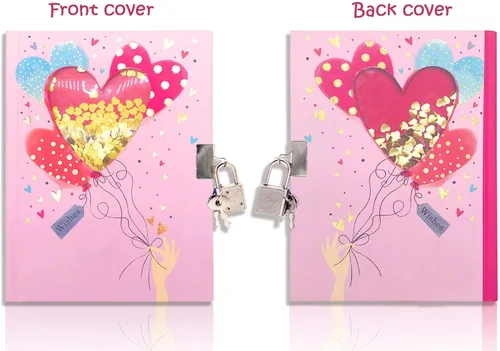 Miniatura 8 de Diario para niñas con cerradura para niños, GINMLYDA Diarios rosas lindos 18x13.5 cm 160 páginas Cuaderno secreto para niñas con cerradura y llave