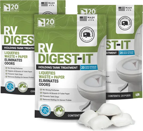 Miniatura 12 de Unique RV Digest-It+ Cápsula de Tratamiento para Inodoro de Autocaravana Extra Fuerte - Licúa los Desechos y Todas las Marcas de Papel Higiénico