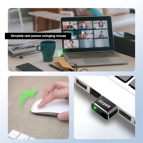 Miniatura 4 de Geyes Mouse Jiggler, dispositivo de mouse indetectable con dos modos de oscilación y multipista, mantiene la computadora o computadora portátil